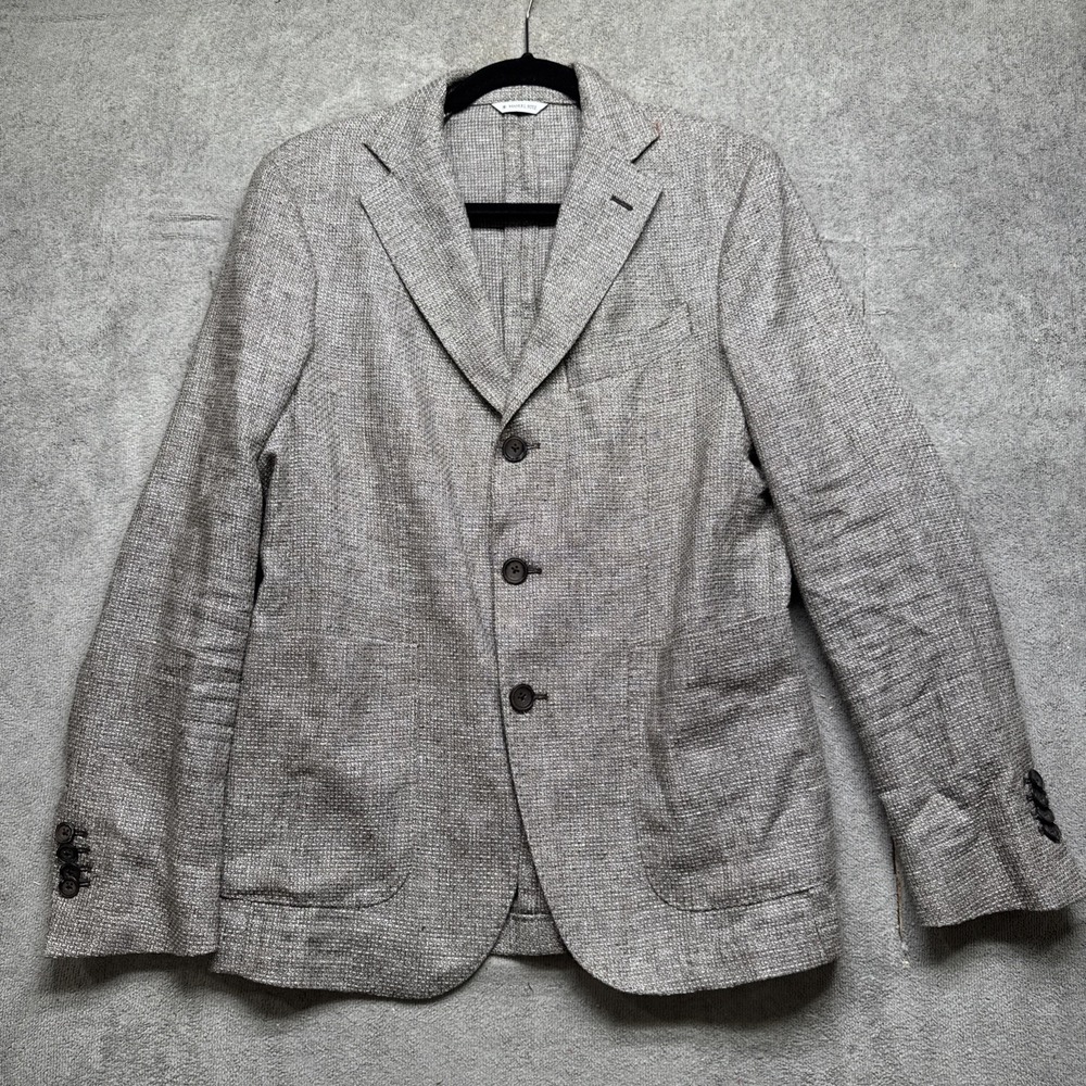 Manuel Ritz Linen Blend Blazer Mens 32R Gray Unstructured Sport Coat Made Italy
